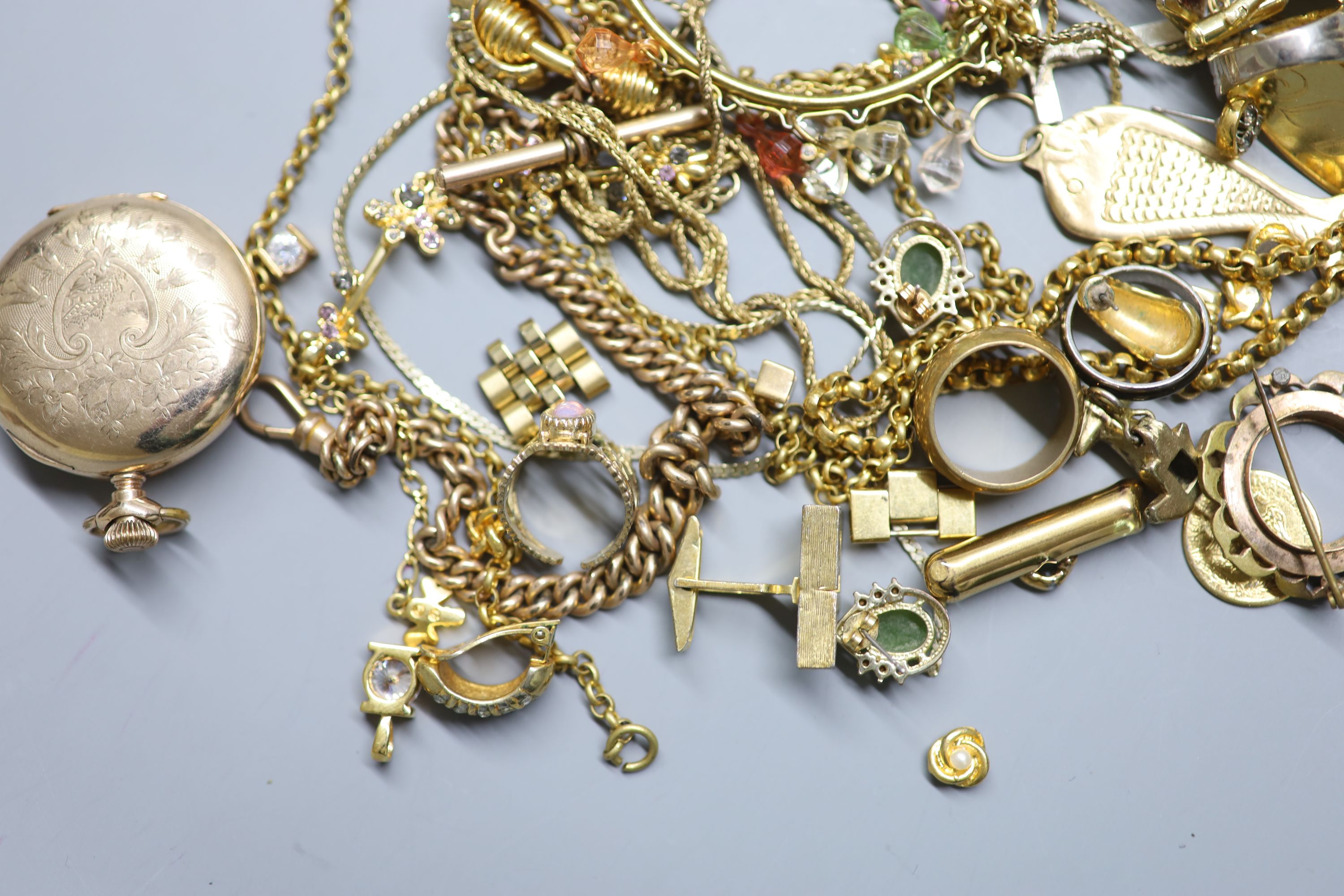 A quantity of assorted mainly costume jewellery, including gold plated albert etc.